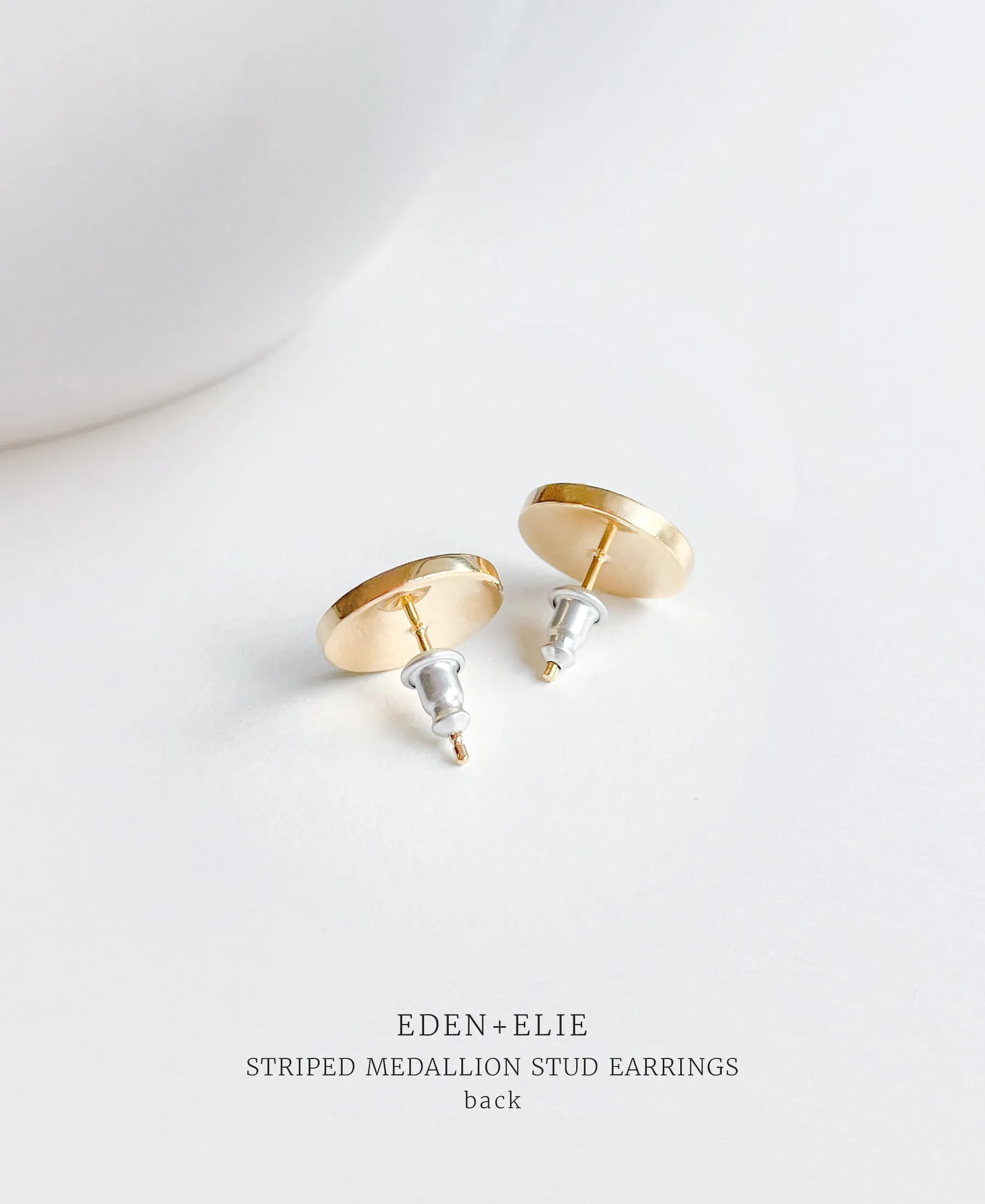 EDEN   ELIE Striped Medallion stud earrings - cabernet