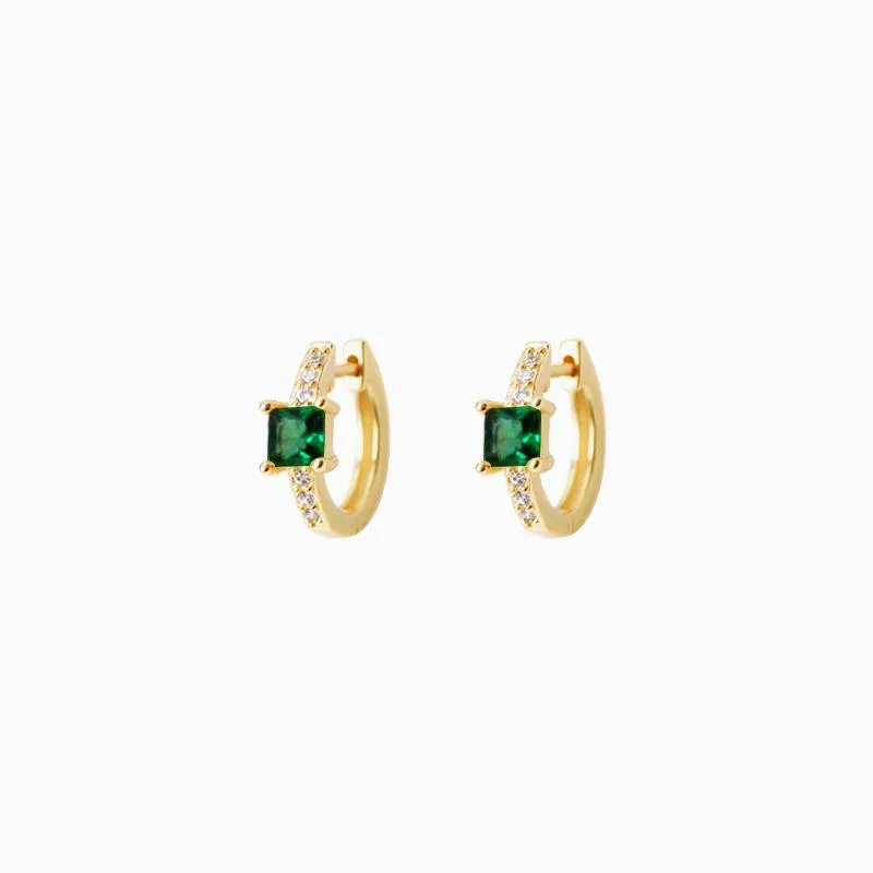 Emerald Crystal Huggie Hoops