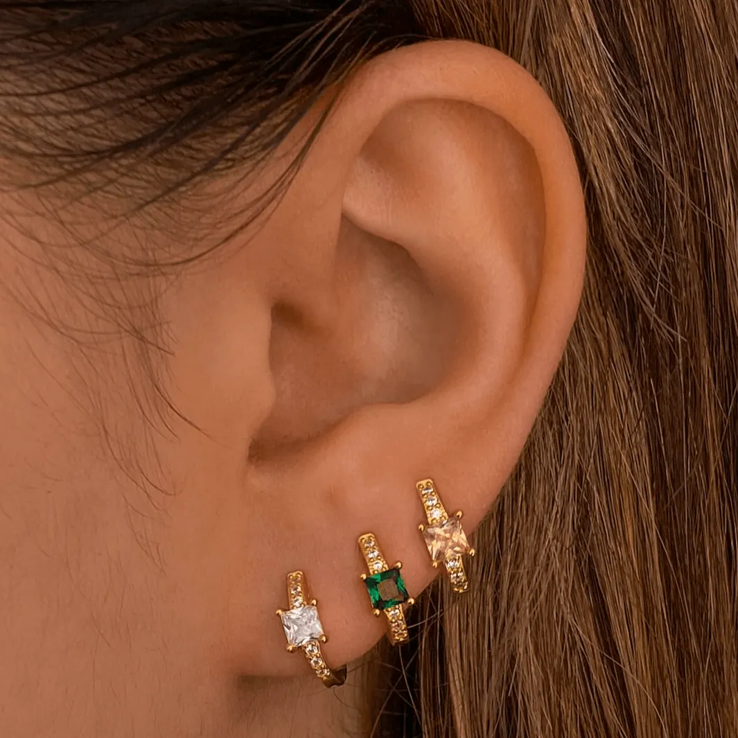 Emerald Crystal Huggie Hoops