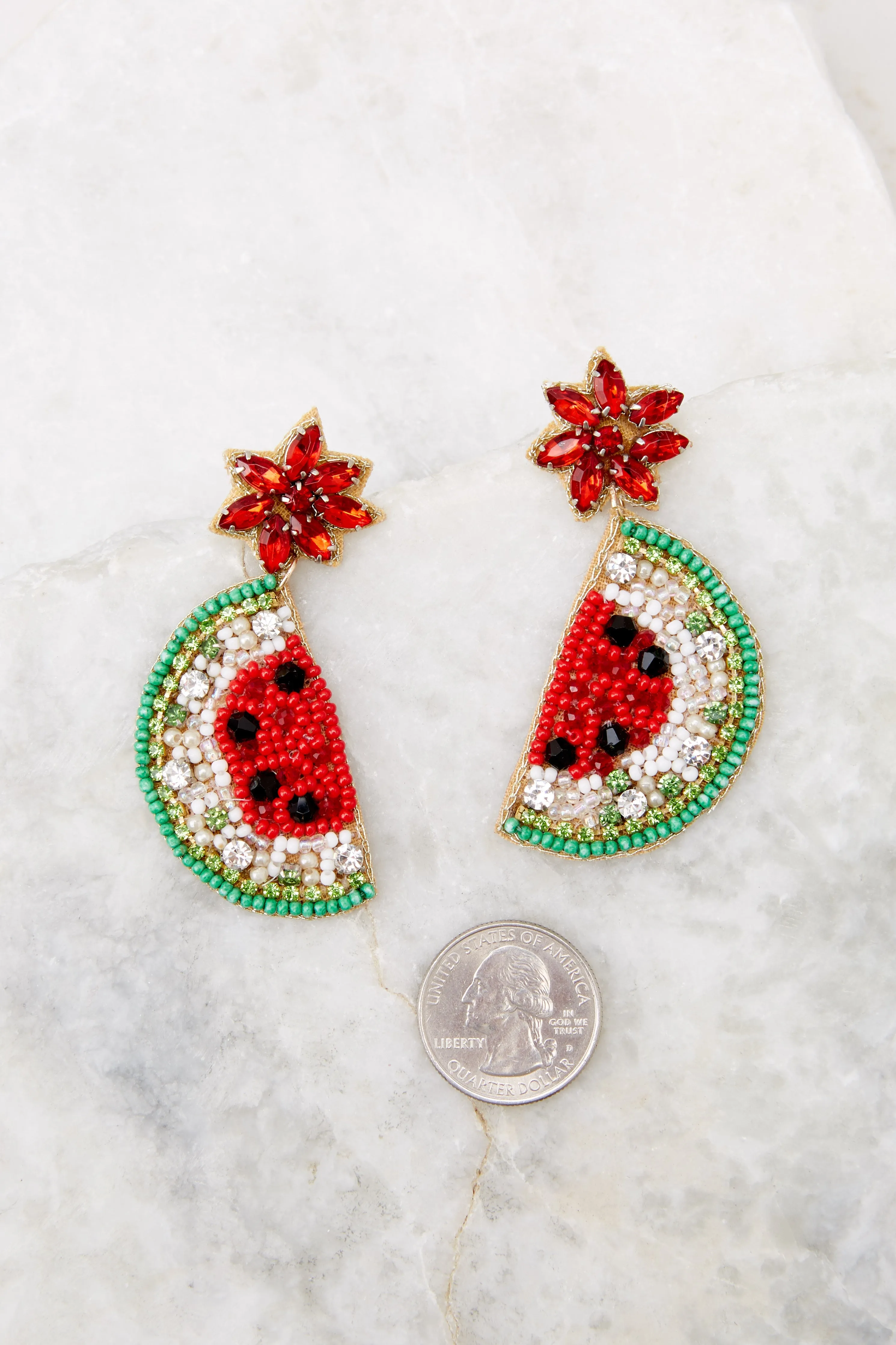 Full Of Sweetness Red Multi Beaded Earrings