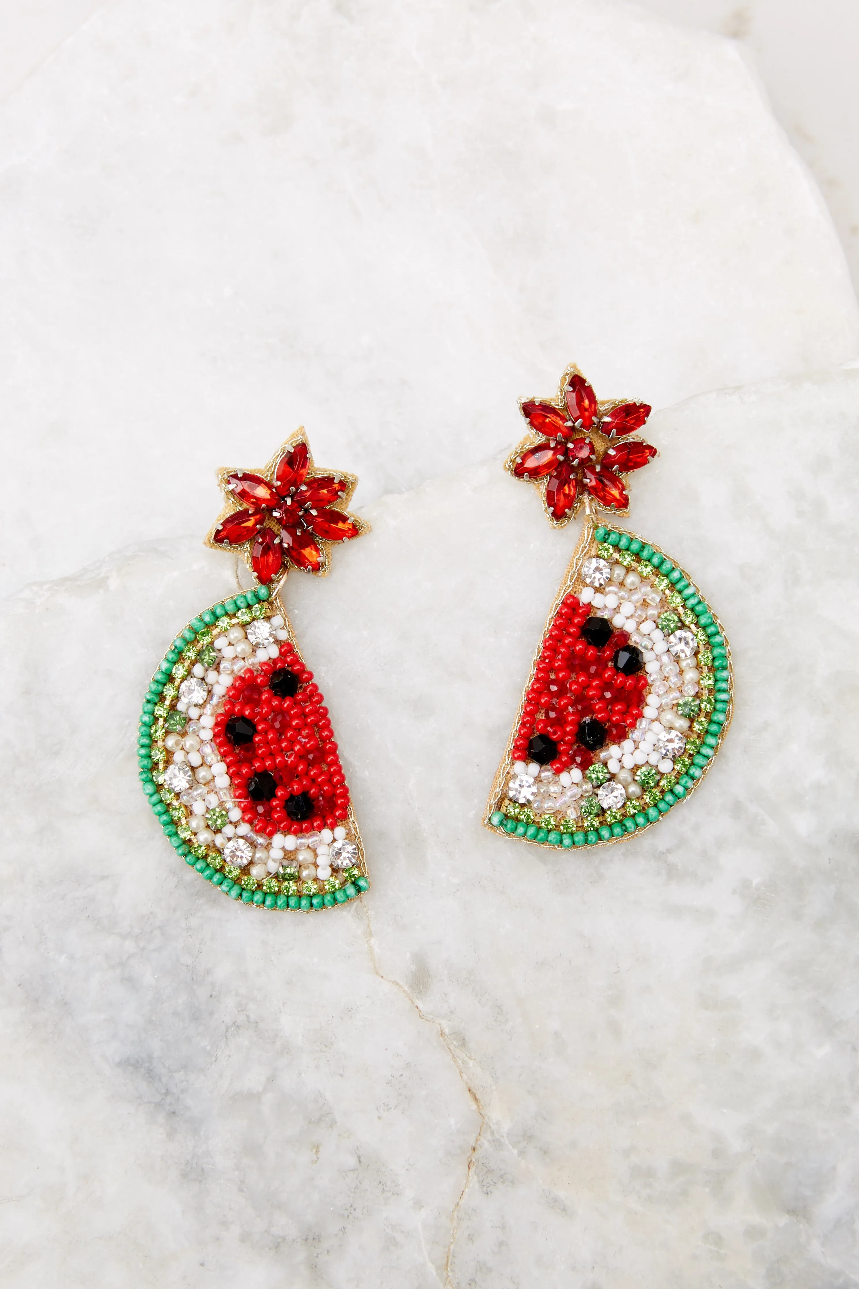 Full Of Sweetness Red Multi Beaded Earrings