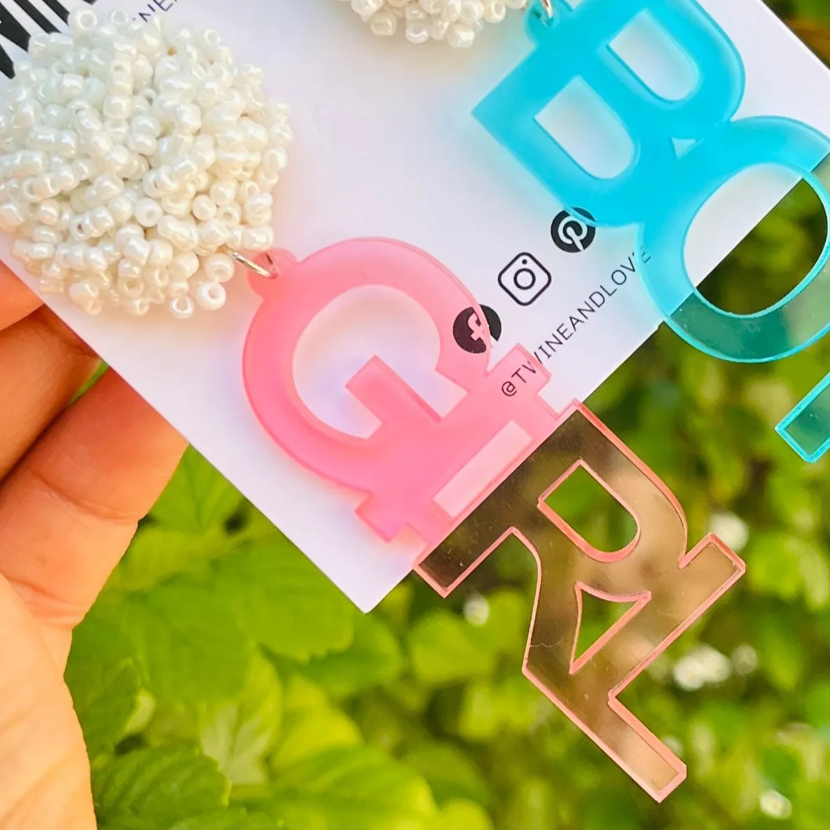 Gender Reveal Beaded Stud Earrings