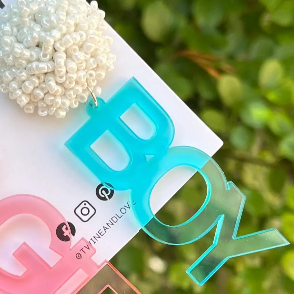 Gender Reveal Beaded Stud Earrings