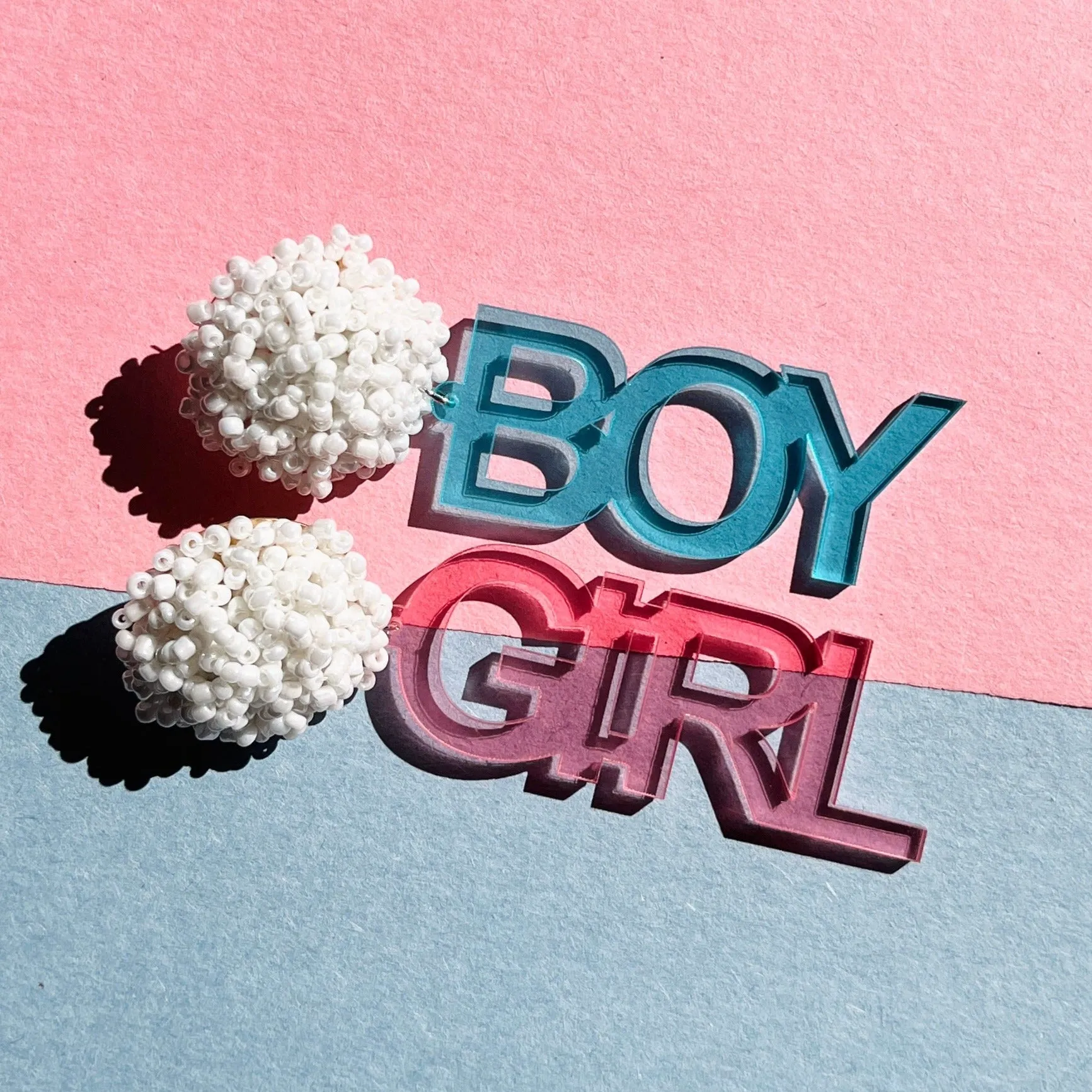 Gender Reveal Beaded Stud Earrings