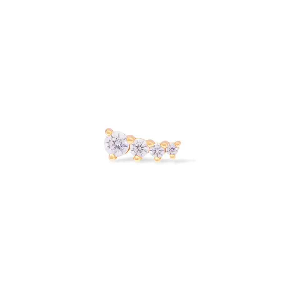 Glimmer Diamante 14K Solid Gold Front Earring Stud