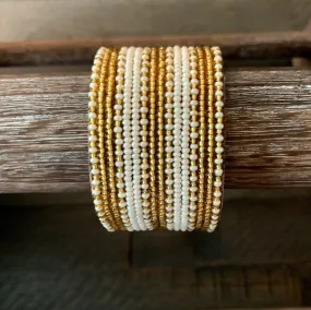 Gold and White Strip Cuff - 2 Sizes