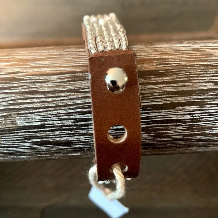Gold and White Strip Cuff - 2 Sizes