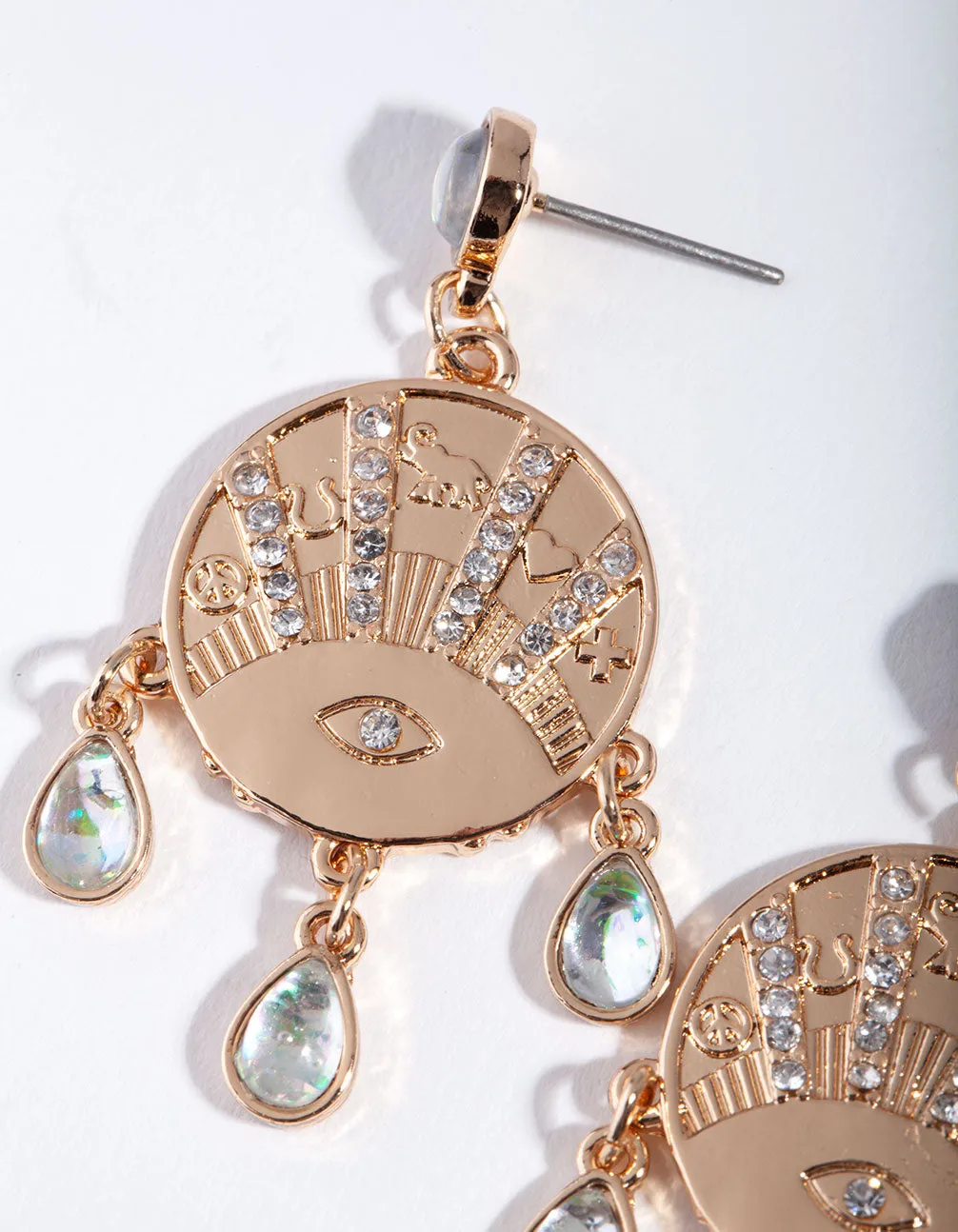 Gold Eye Teardrop Moonstone Earring