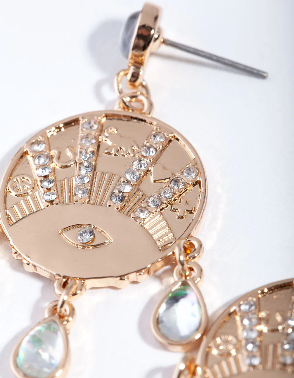 Gold Eye Teardrop Moonstone Earring