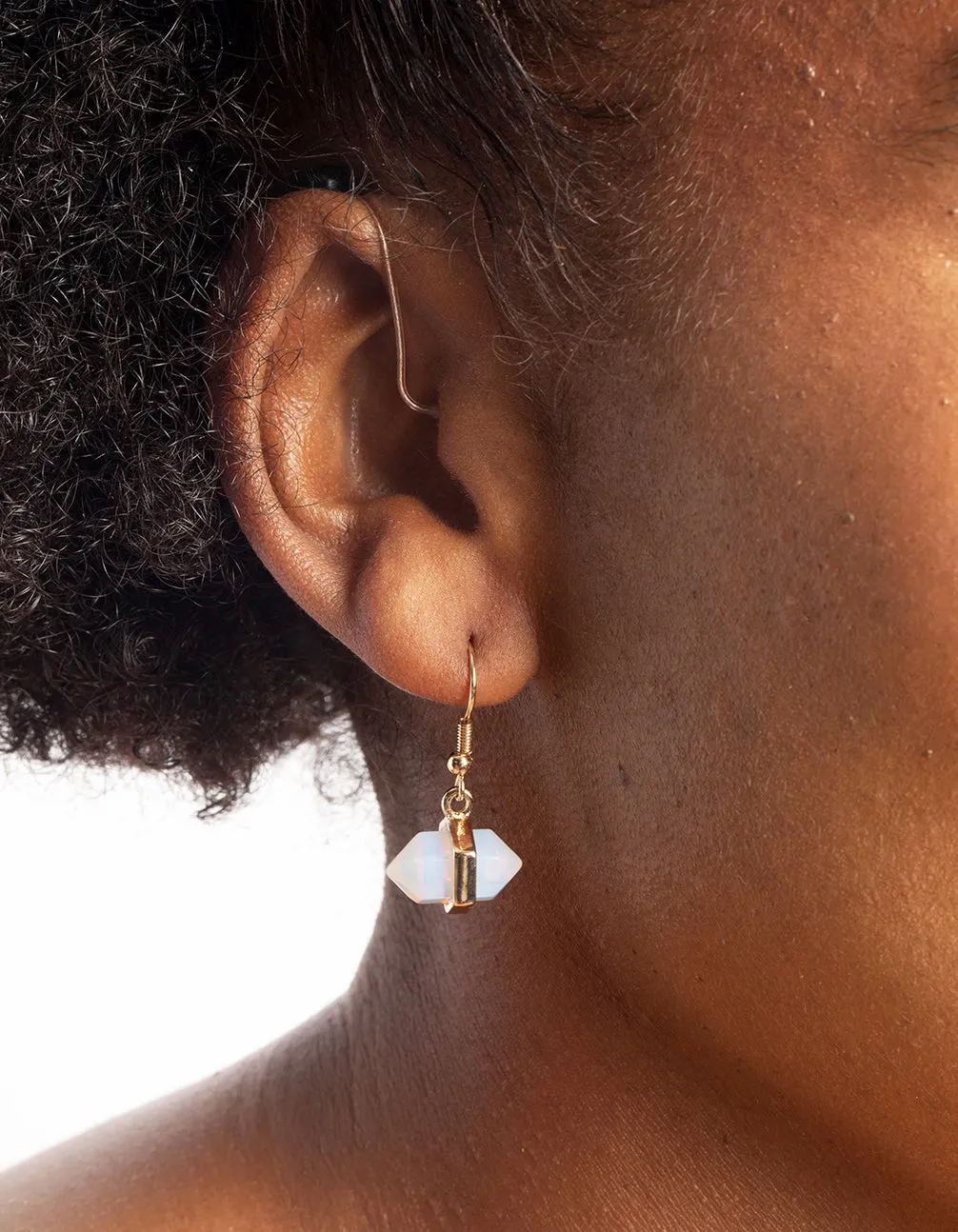 Gold Moonstone Shard Drop Earrings