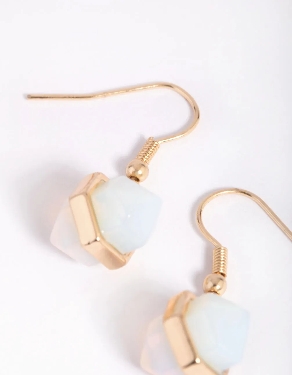Gold Moonstone Shard Drop Earrings