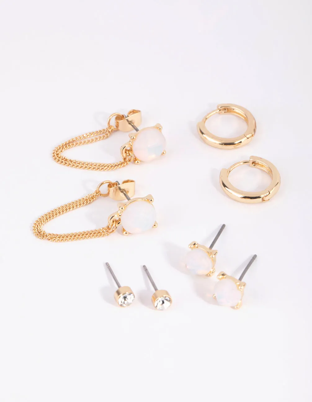 Gold Moonstone Stack Pack Earrings