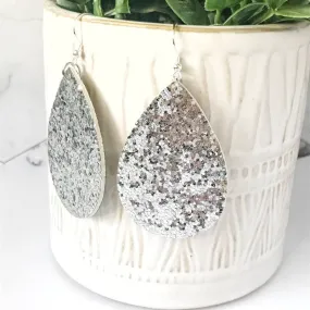 Hailey - Silver Crunchy Glitter Teardrop