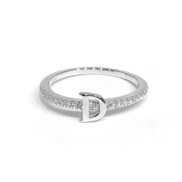 Initial Sparkle SILVER Ring