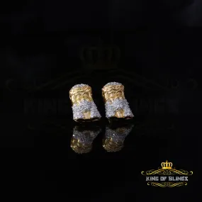 King of Blings-0.50ct Diamond 925 Sterling Silver Yellow for Men's & Women Stud JESUS Earring