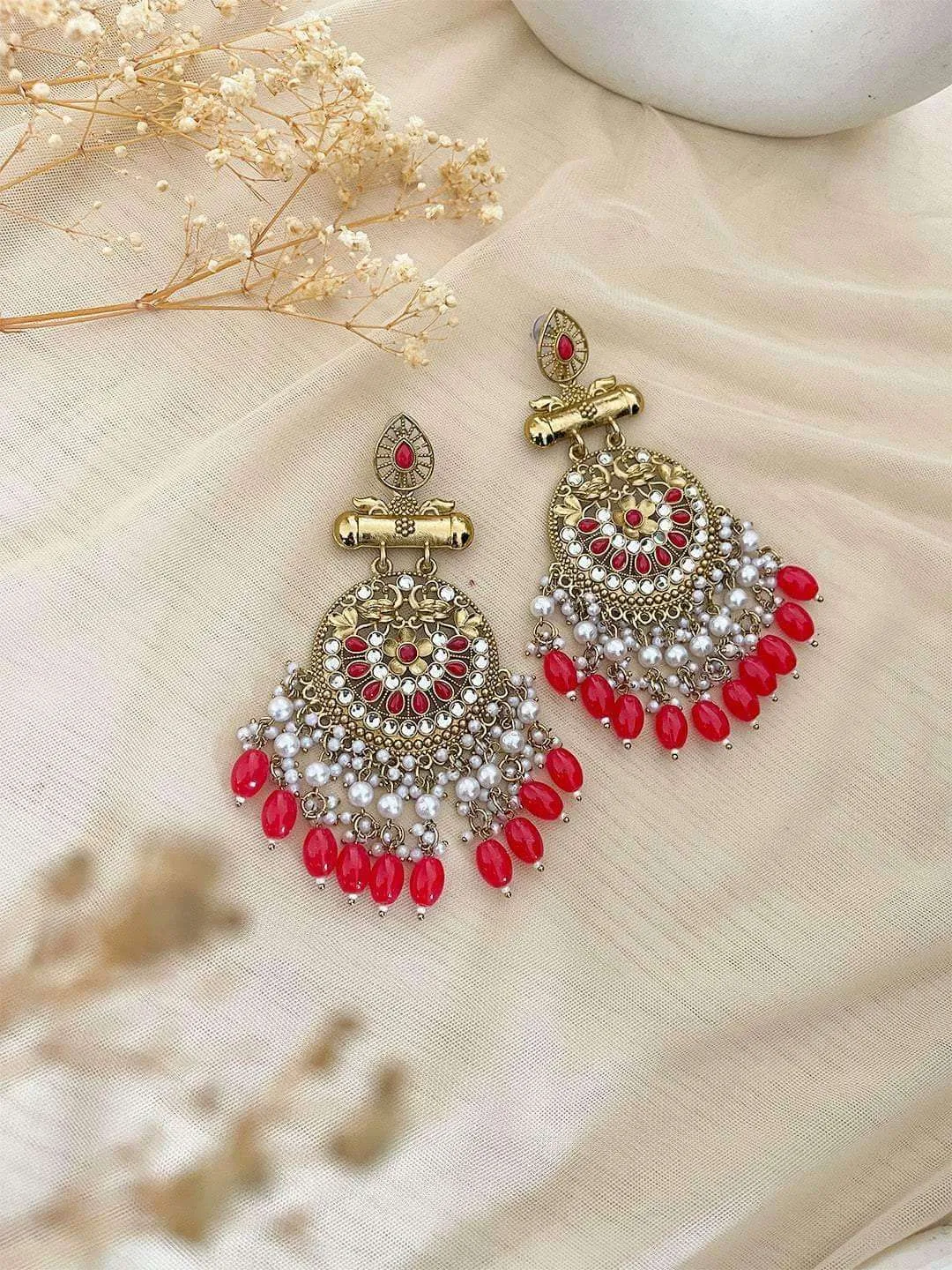 Kundan Long Designer Chandbali Earrings