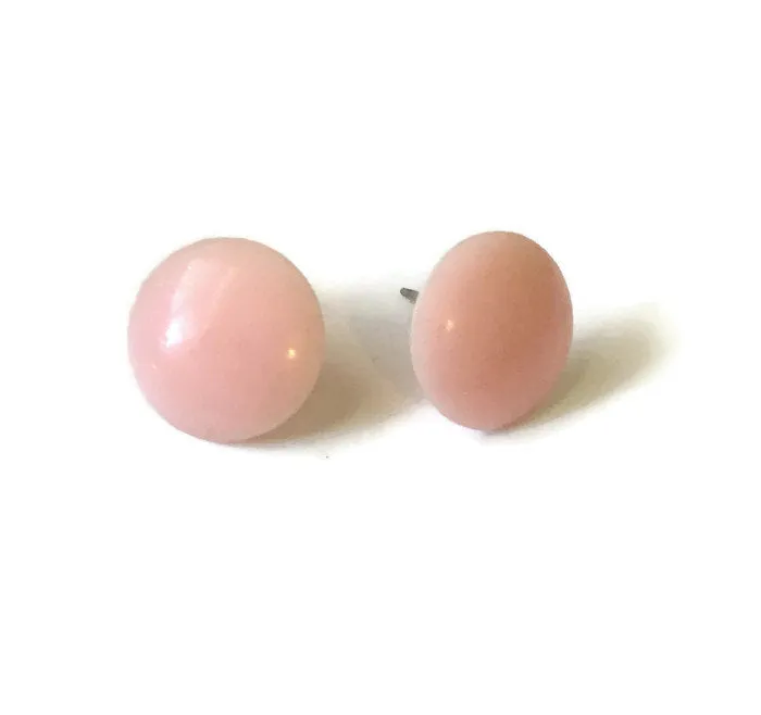 Light Pink Disc Stud Earrings