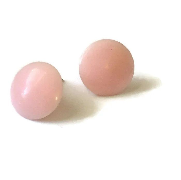 Light Pink Disc Stud Earrings