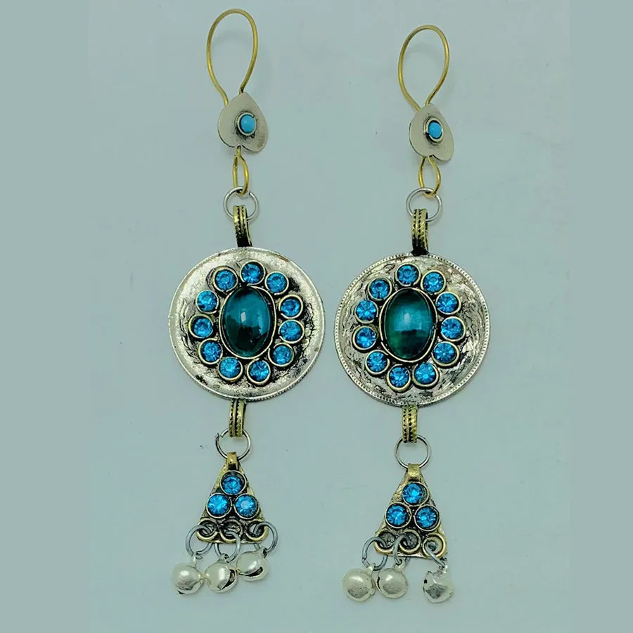 Light Weight Earrings With Turquoise Glass Stone