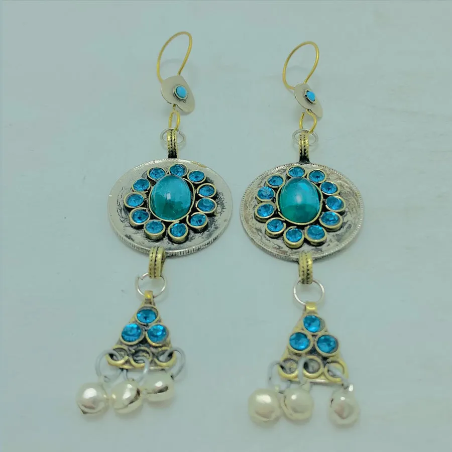 Light Weight Earrings With Turquoise Glass Stone