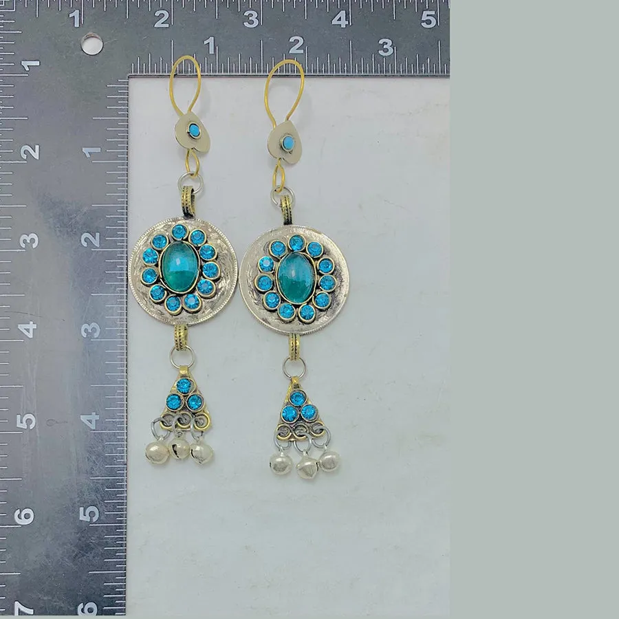 Light Weight Earrings With Turquoise Glass Stone