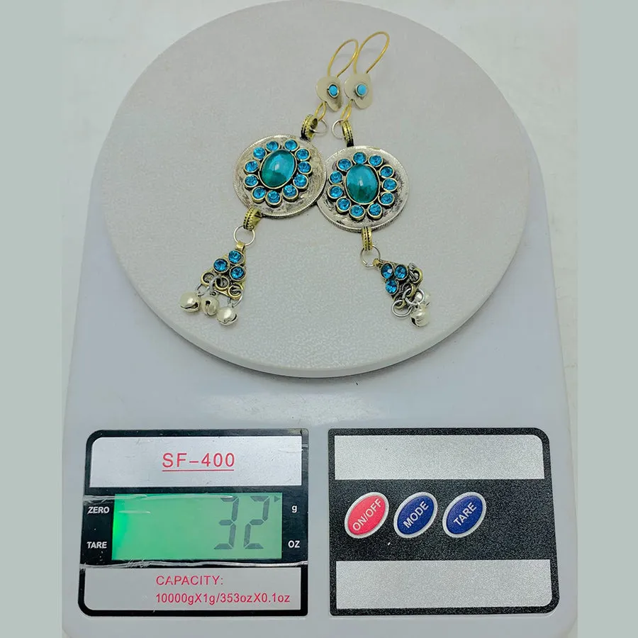Light Weight Earrings With Turquoise Glass Stone