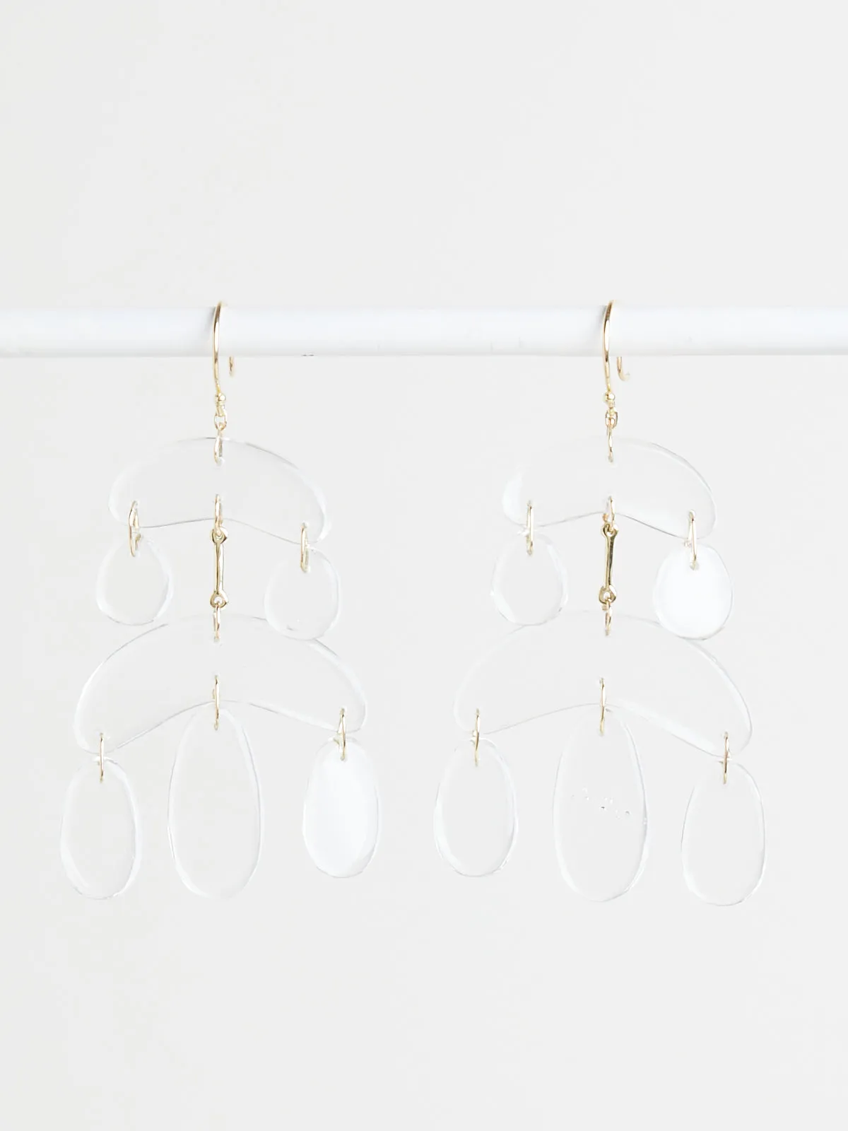 Mini Chandelier Cut Stone Crystal Earrings on 18k Yellow Gold