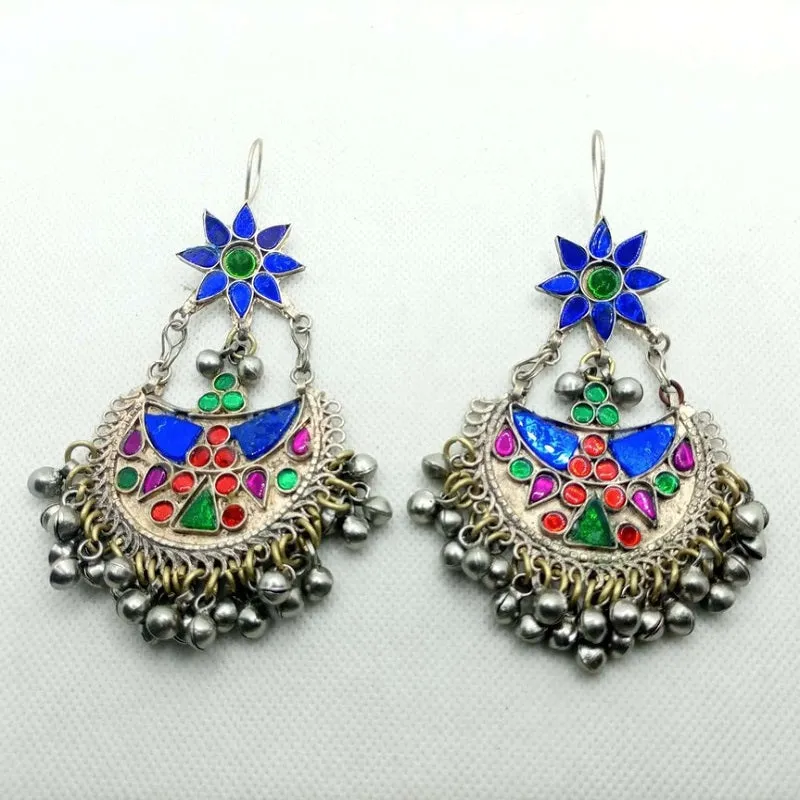 Multicolor Kuchi Vintage Massive Earrings