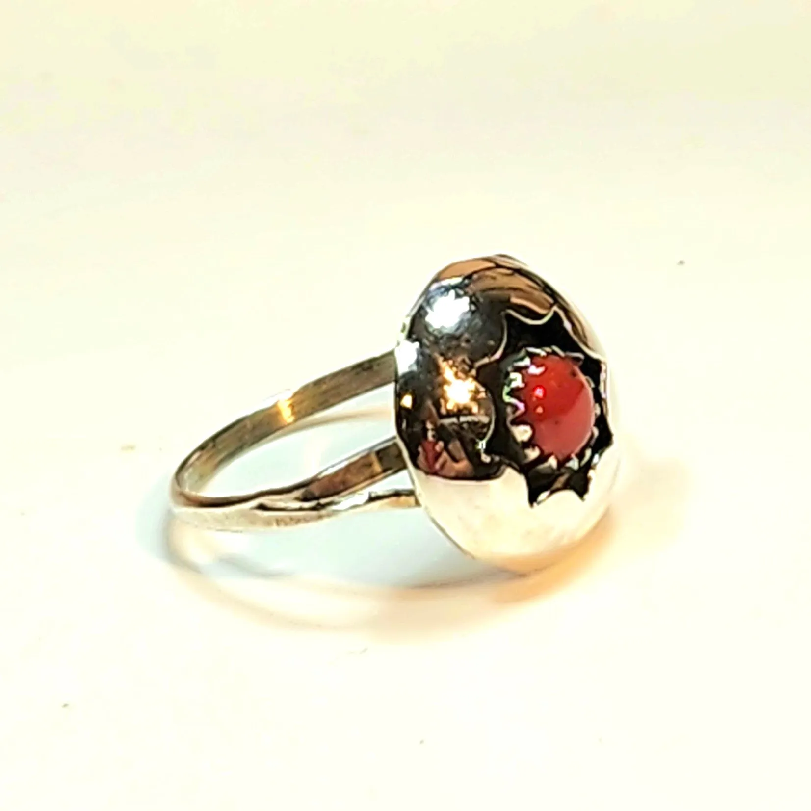 Navajo Coral Ring - Size 7.5