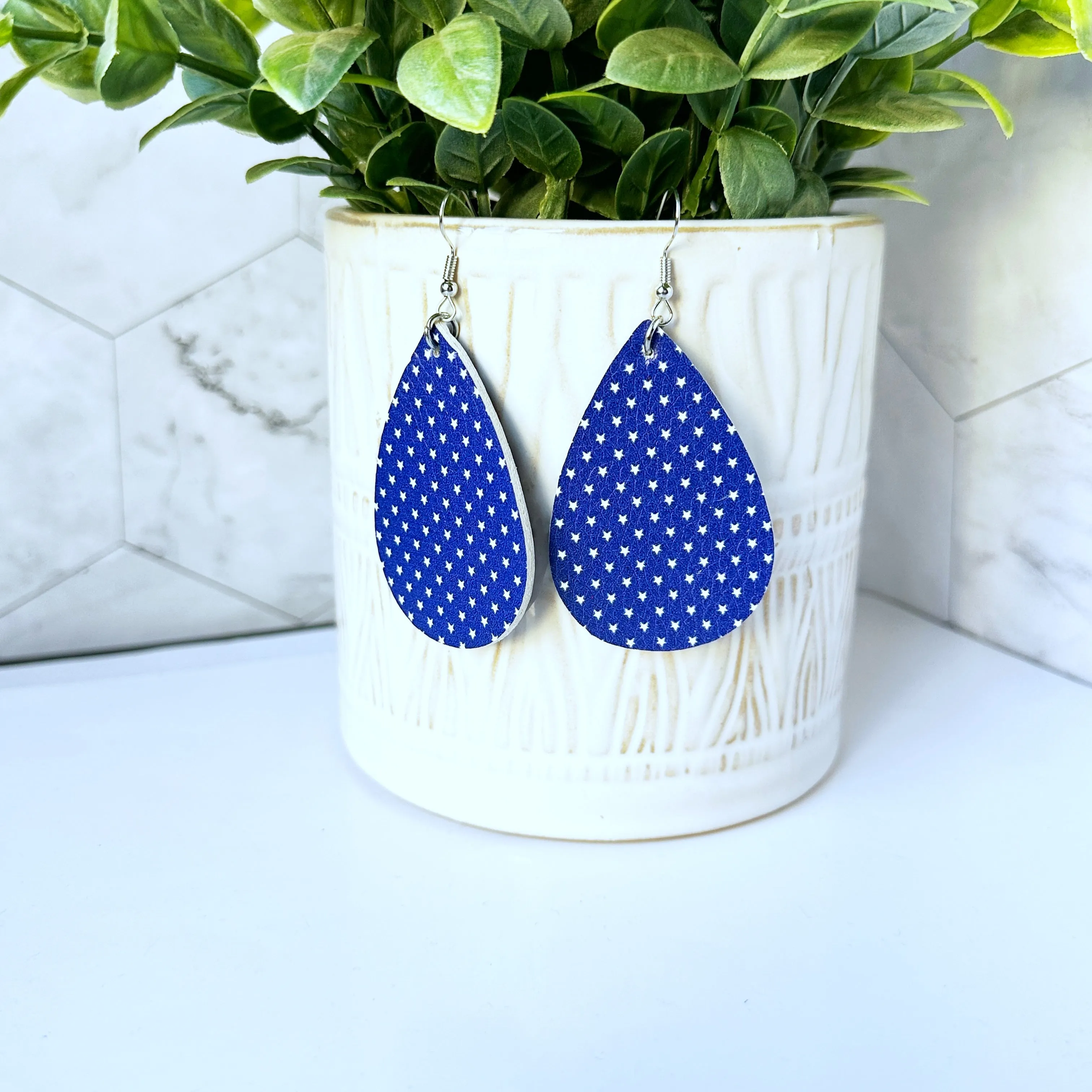 Penelope - Navy Blue with Stars Patriotic 4th of July earrings