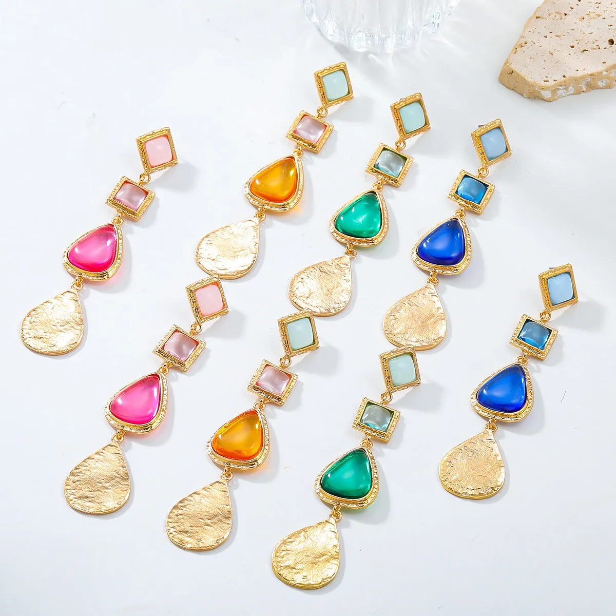 Pre Order:  Colorful Acrylic Water Drop Pendant Earrings