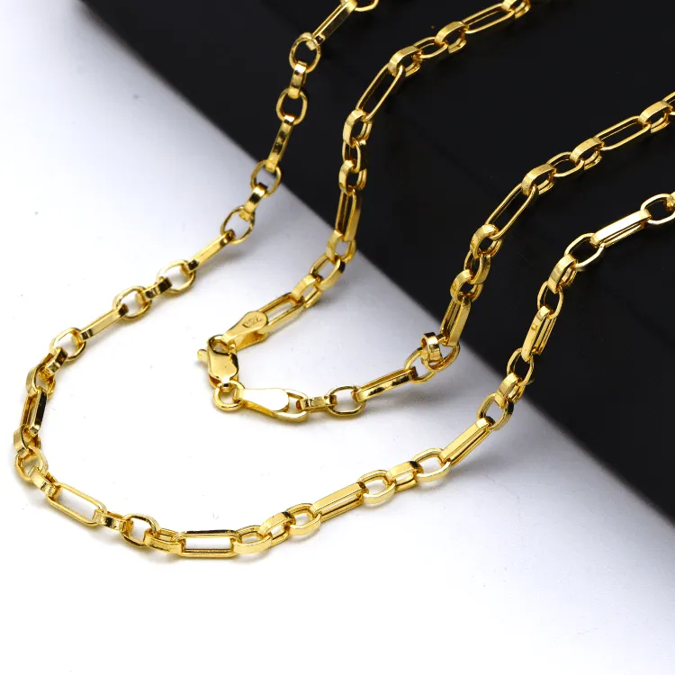Real Gold 3 MM Thick Cable Link Chain Necklace Unisex 5662 (60 C.M) CH1237