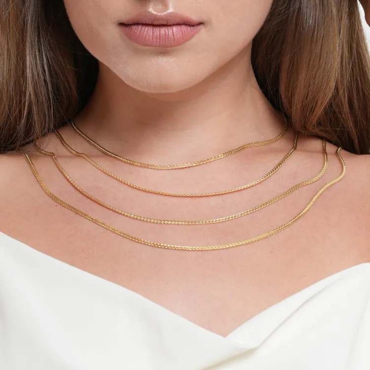 Real Gold Flat Spiga Thick Men Chain 8943 (70 C.M) CH1196