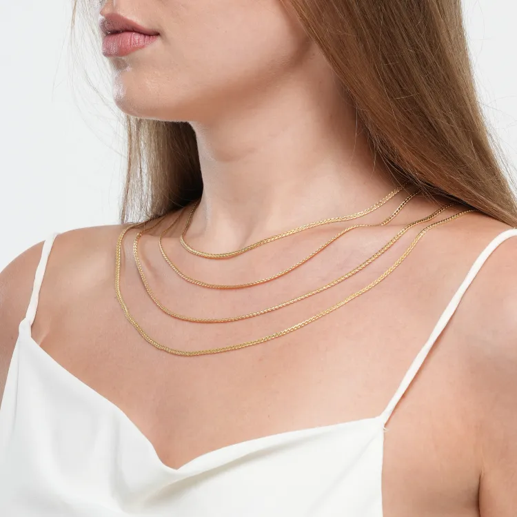 Real Gold Flat Spiga Thick Men Chain 8943 (70 C.M) CH1196