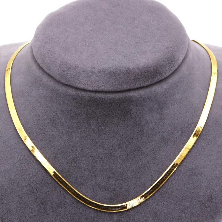 Real Gold Omega Snake Herringbone Belt Chain Necklace 0707 (50 C.M) CH1225