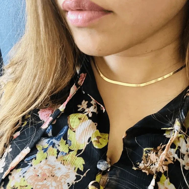 Real Gold Omega Snake Herringbone Belt Chain Necklace 0707 (50 C.M) CH1225