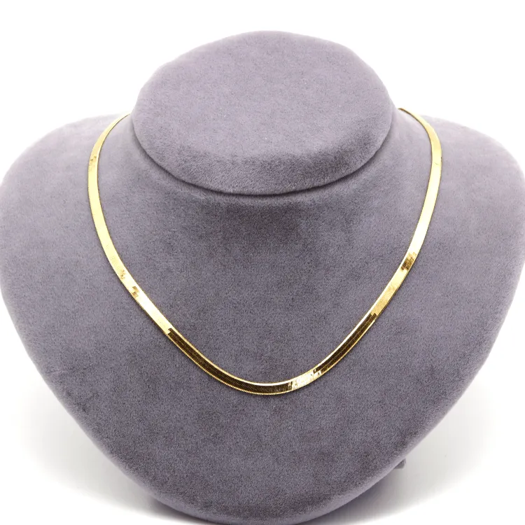 Real Gold Omega Snake Herringbone Belt Chain Necklace 0707 (50 C.M) CH1225