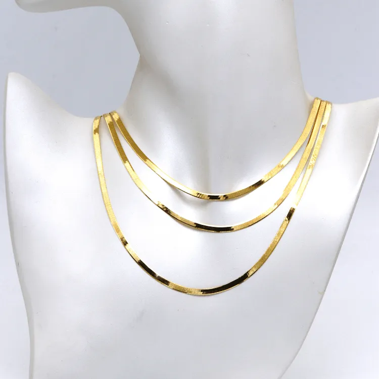Real Gold Omega Snake Herringbone Belt Chain Necklace 0707 (50 C.M) CH1225