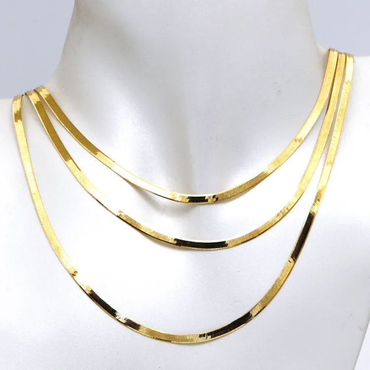 Real Gold Omega Snake Herringbone Belt Chain Necklace 0707 (50 C.M) CH1225