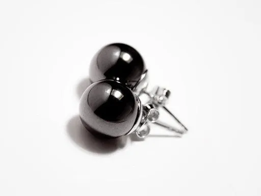 Round Hematite Earrings Studs
