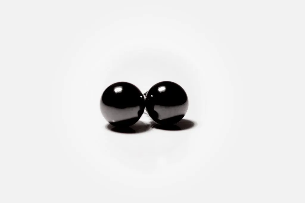 Round Hematite Earrings Studs