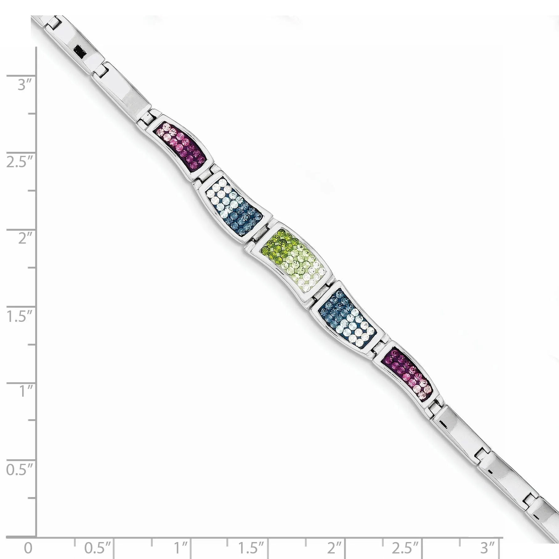 Silver Multi-colored C.Z Ferido Style Bracelet