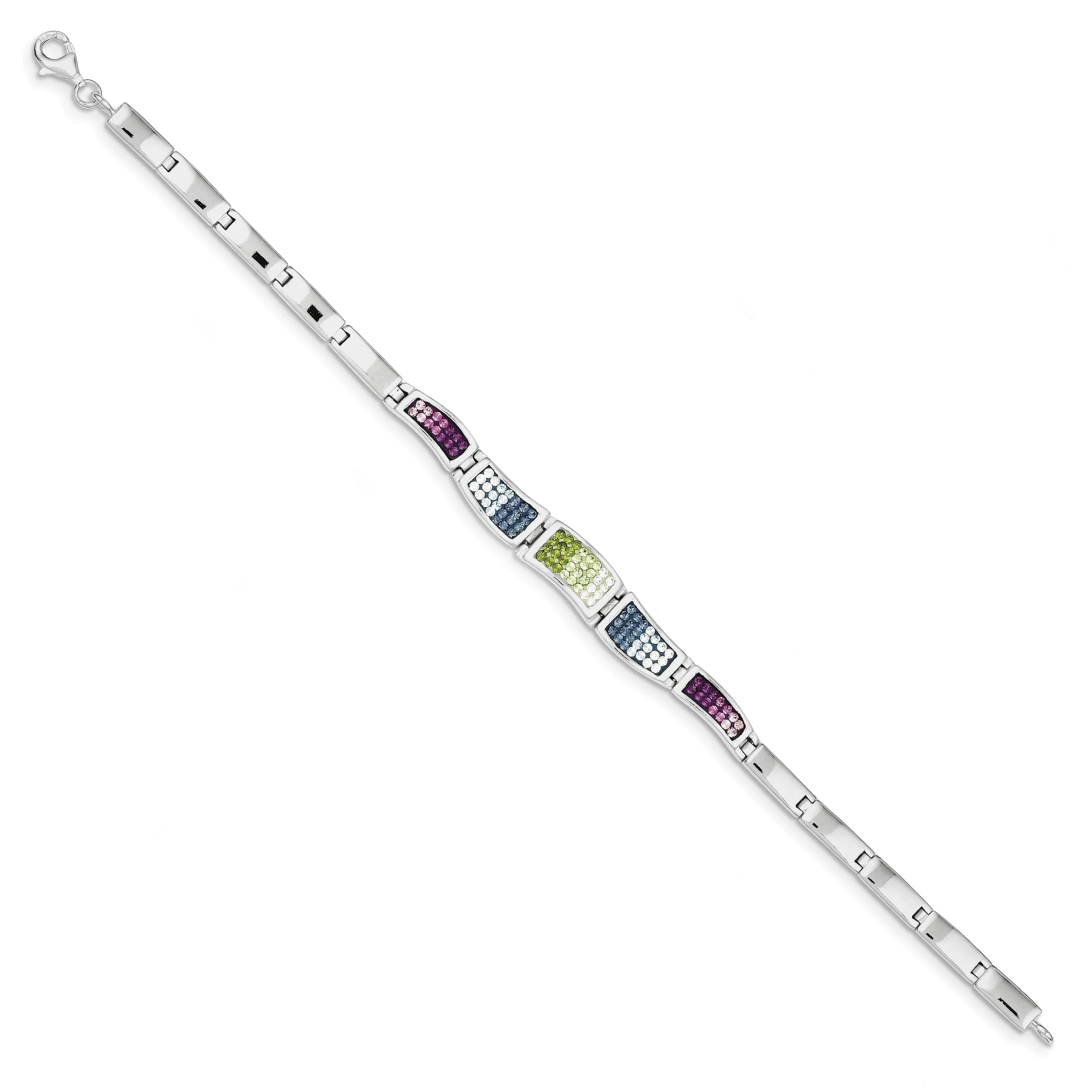 Silver Multi-colored C.Z Ferido Style Bracelet