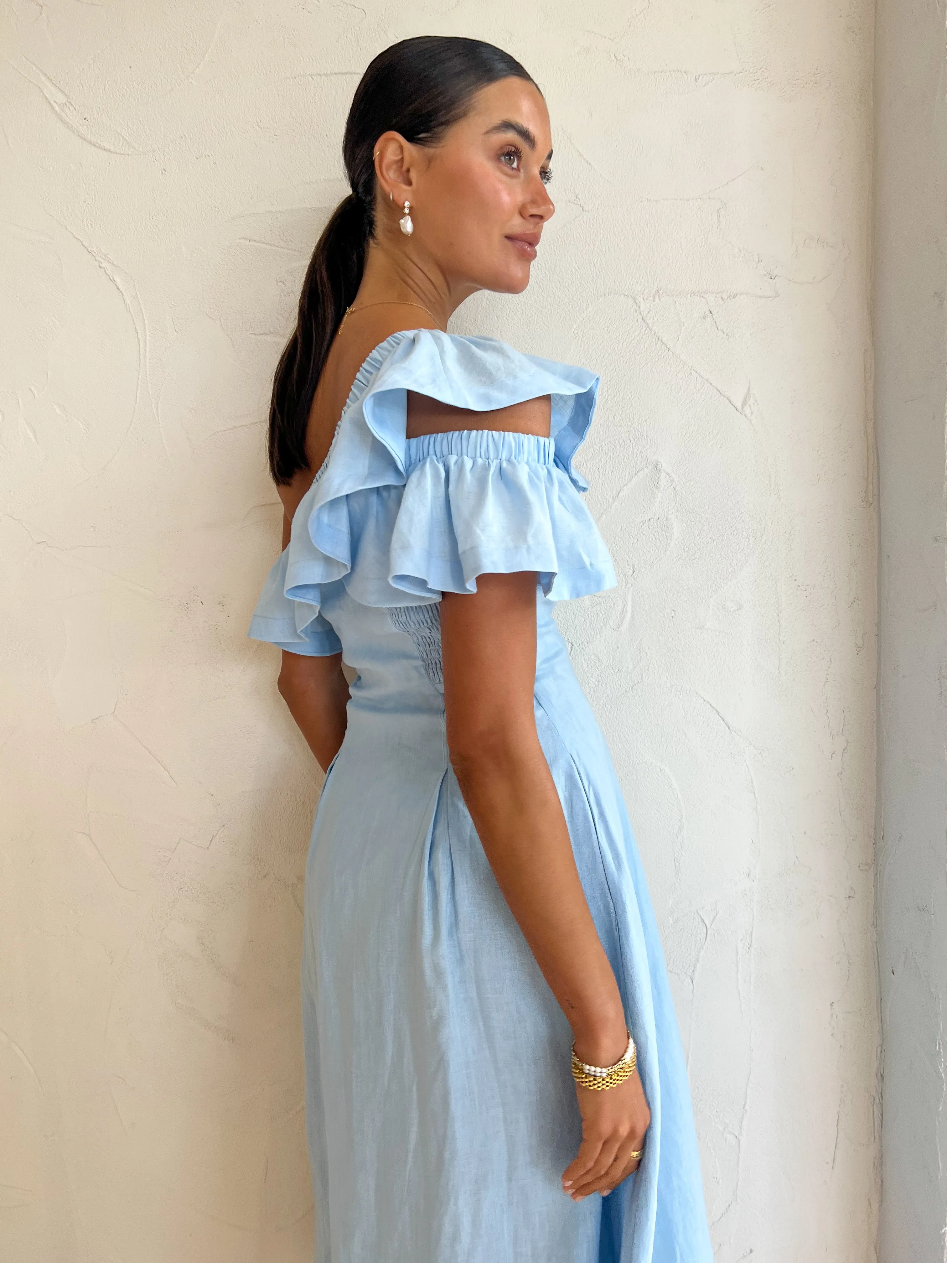 Sovere Promise Midi Dress in Sky Blue