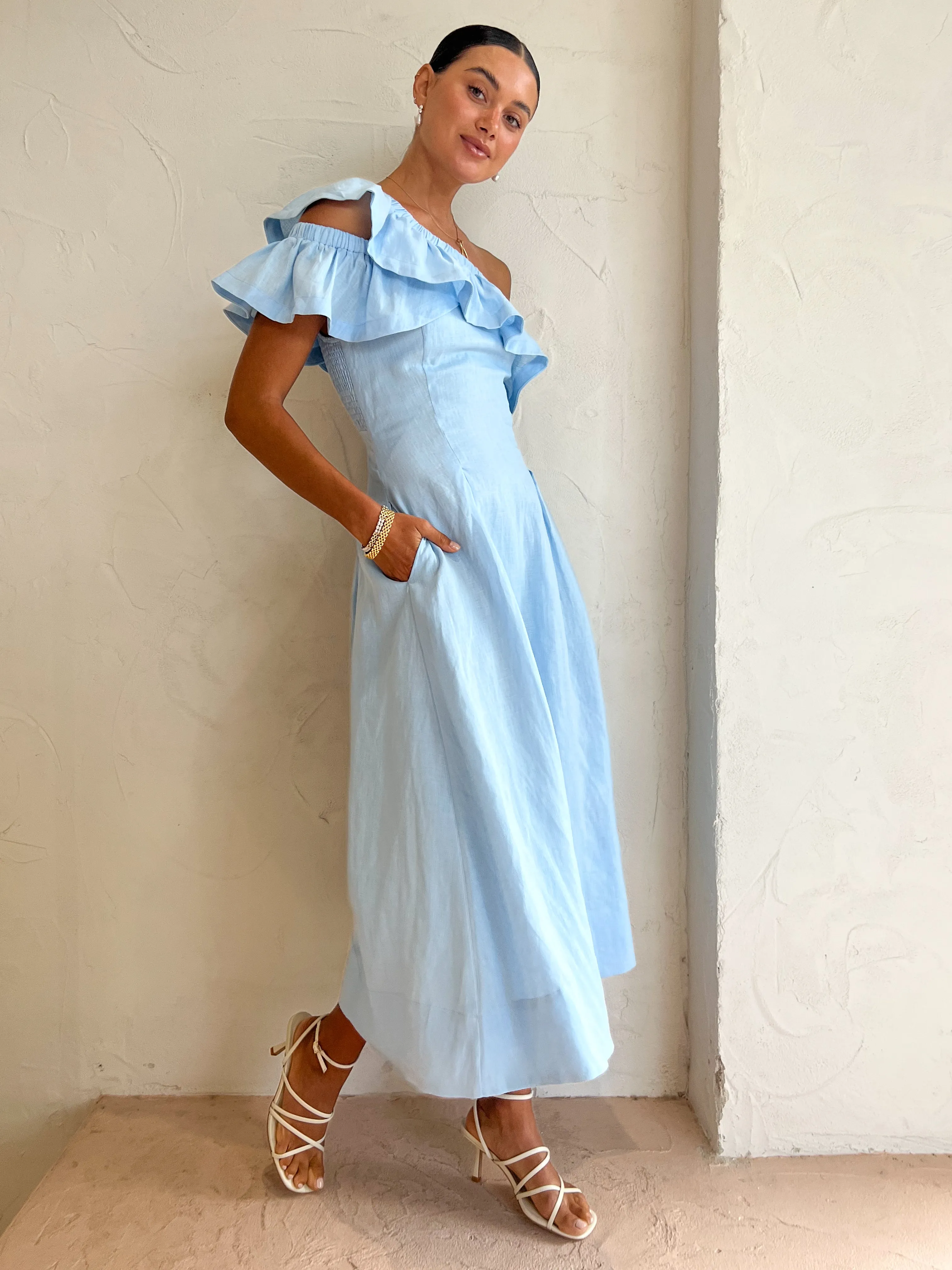 Sovere Promise Midi Dress in Sky Blue