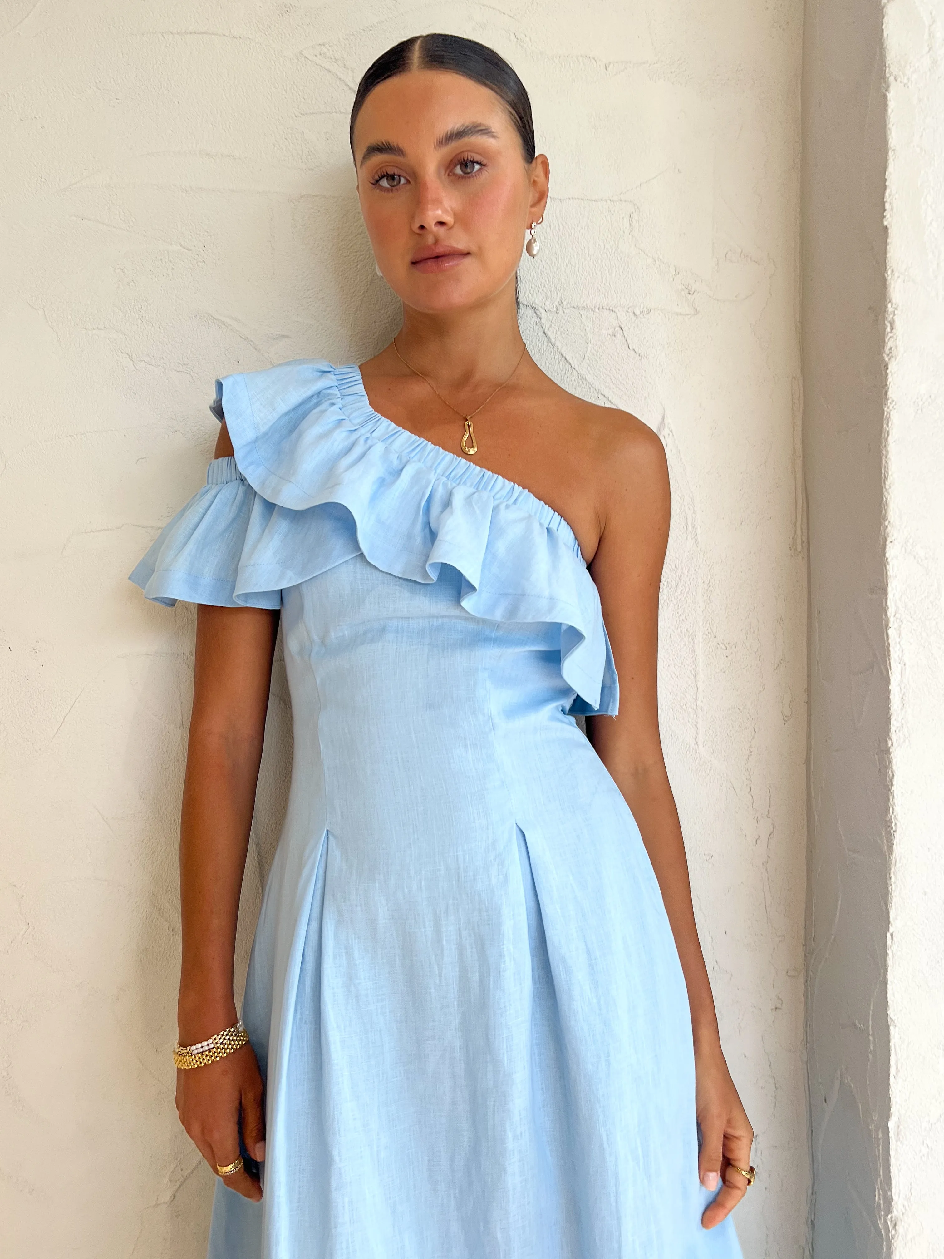 Sovere Promise Midi Dress in Sky Blue