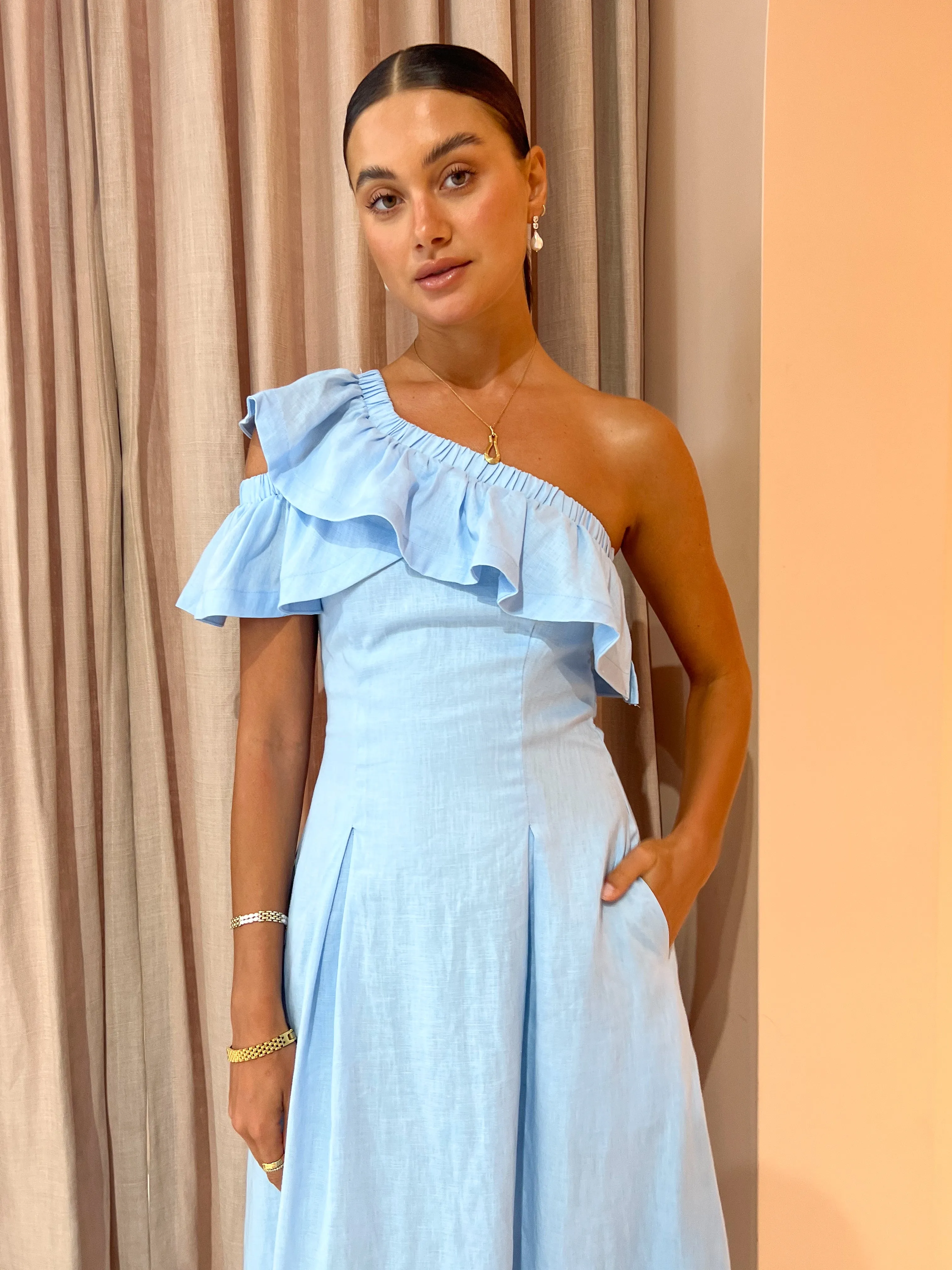 Sovere Promise Midi Dress in Sky Blue