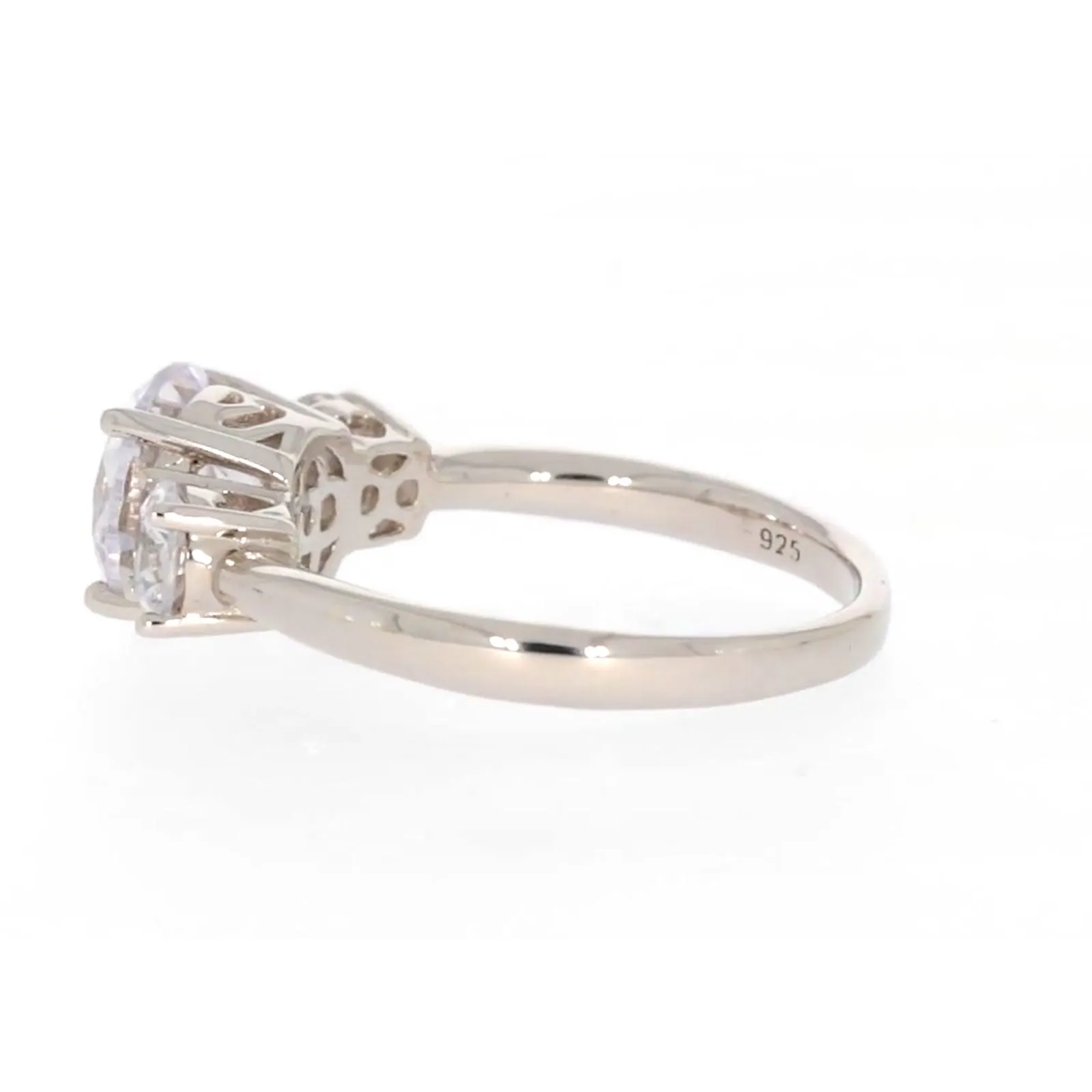 Sterling Silver Cubic Zirconia Trilogy Ring