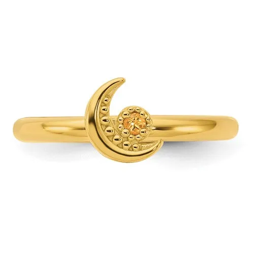 Sterling Silver Gold Plated Stackable Expressions Citrine Moon Ring