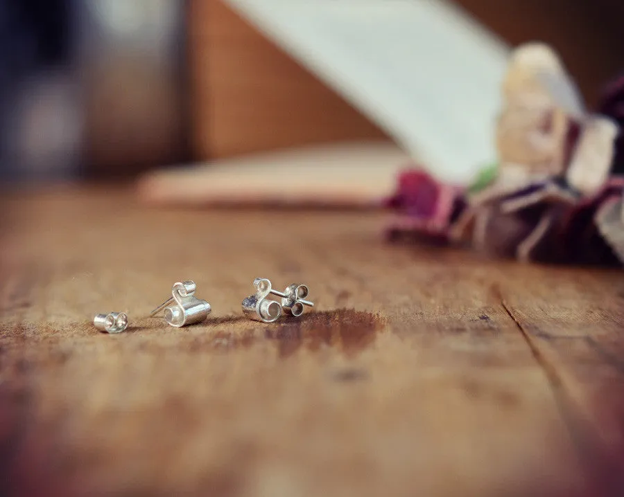 Swan neck tiny taper stud earrings
